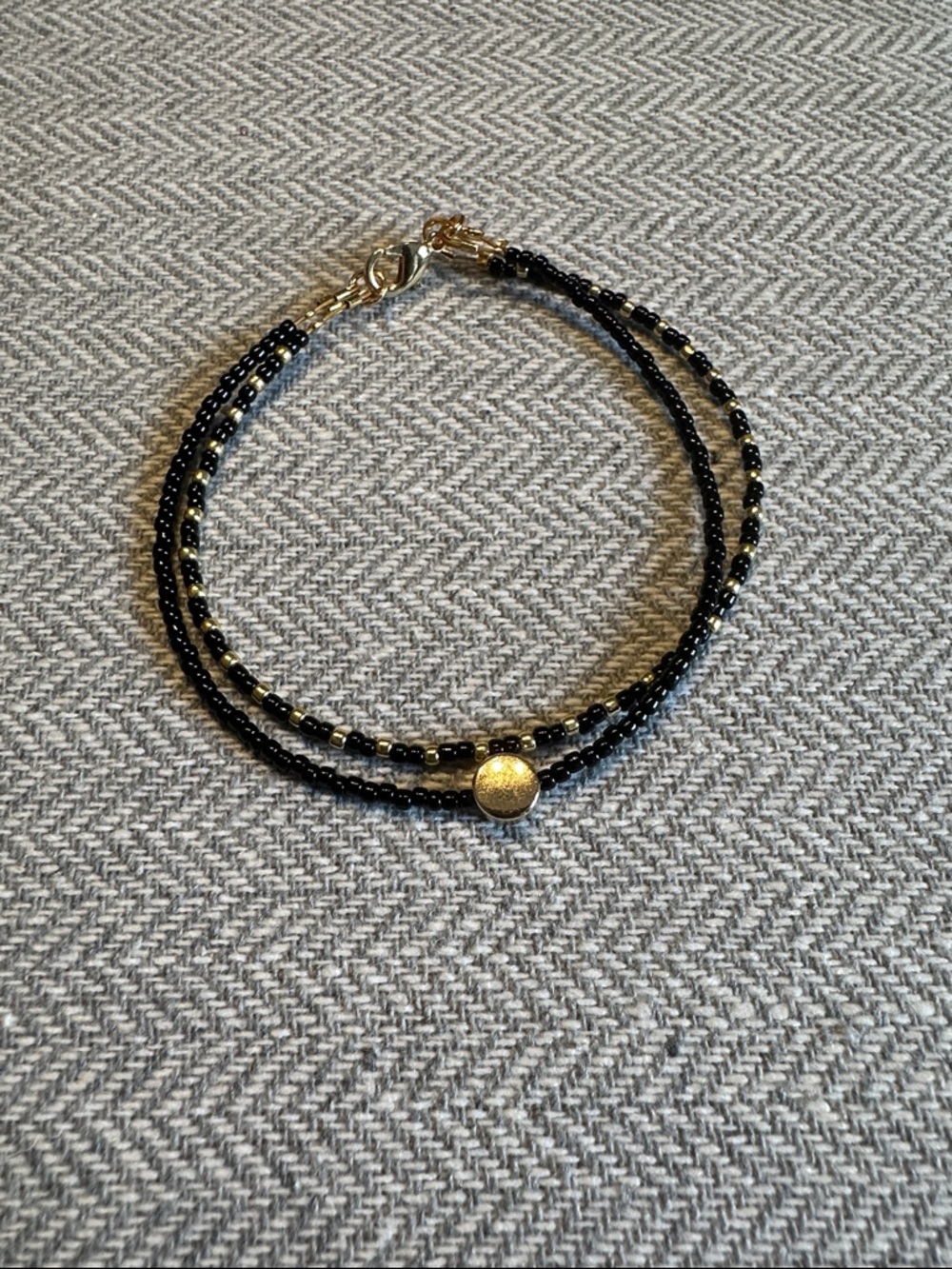 Dainty Black and Gold Bracelet Stack